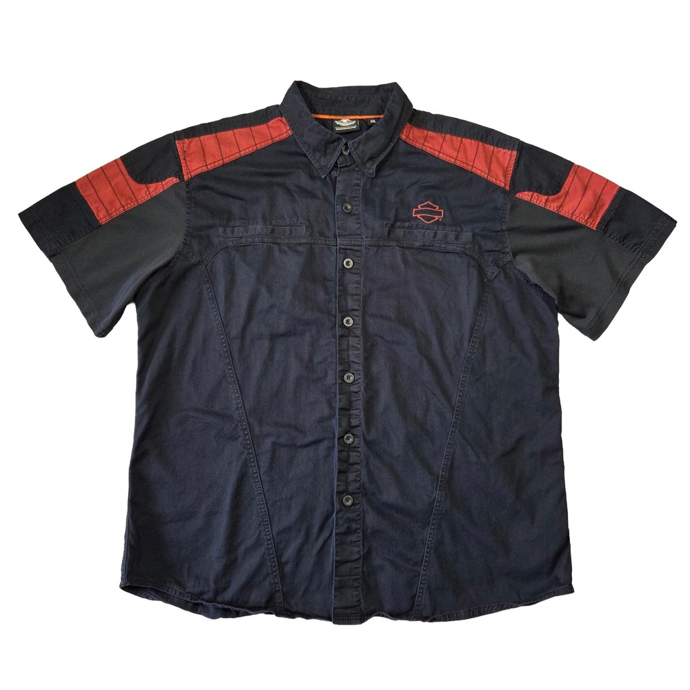 Harley Davidson Shirt Mens 2XL H-D Performance Genuine Motorcycle Button Up Punk